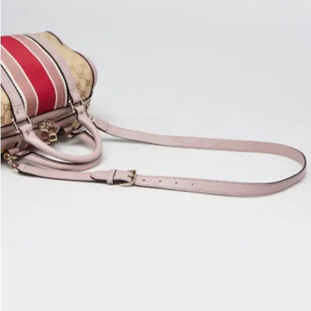RARE Gucci Vintage Web Boston Bag – GG Canvas with Pink Leather Trim (Like New) - Picture 6 of 11